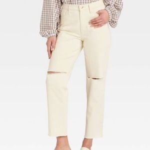 NWT Universal Thread Super High Rise Vintage Straight Jeans Off White